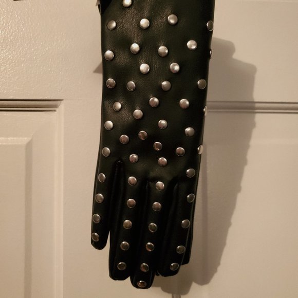 Zara Accessories - Black Studded Faux Leather Zara Gloves NWT